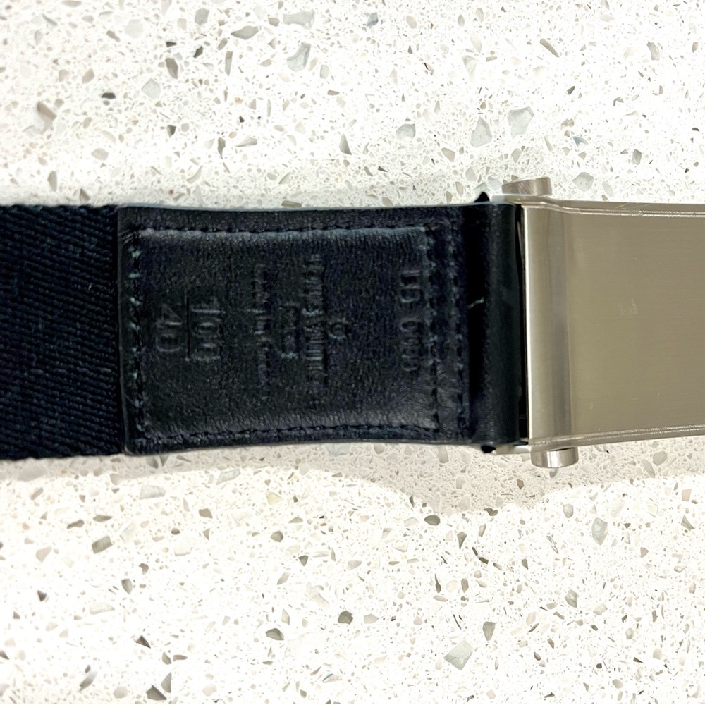 Louis Vuitton Black Fabric Inventeur Belt with Silver Clasp - Picture 2 of 4